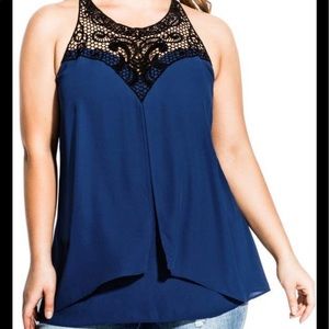 Motif Neck Top—Navy New with tags